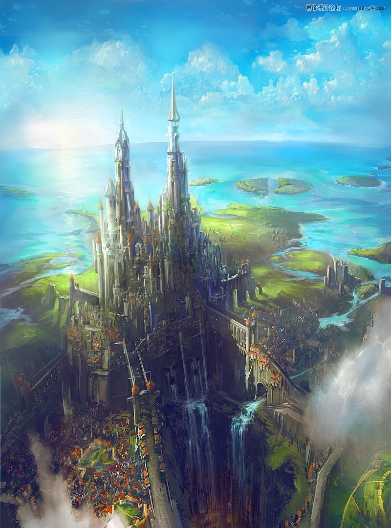Photoshop绘制辉煌大气的古堡建筑游戏场景,PS教程,PS家园网
