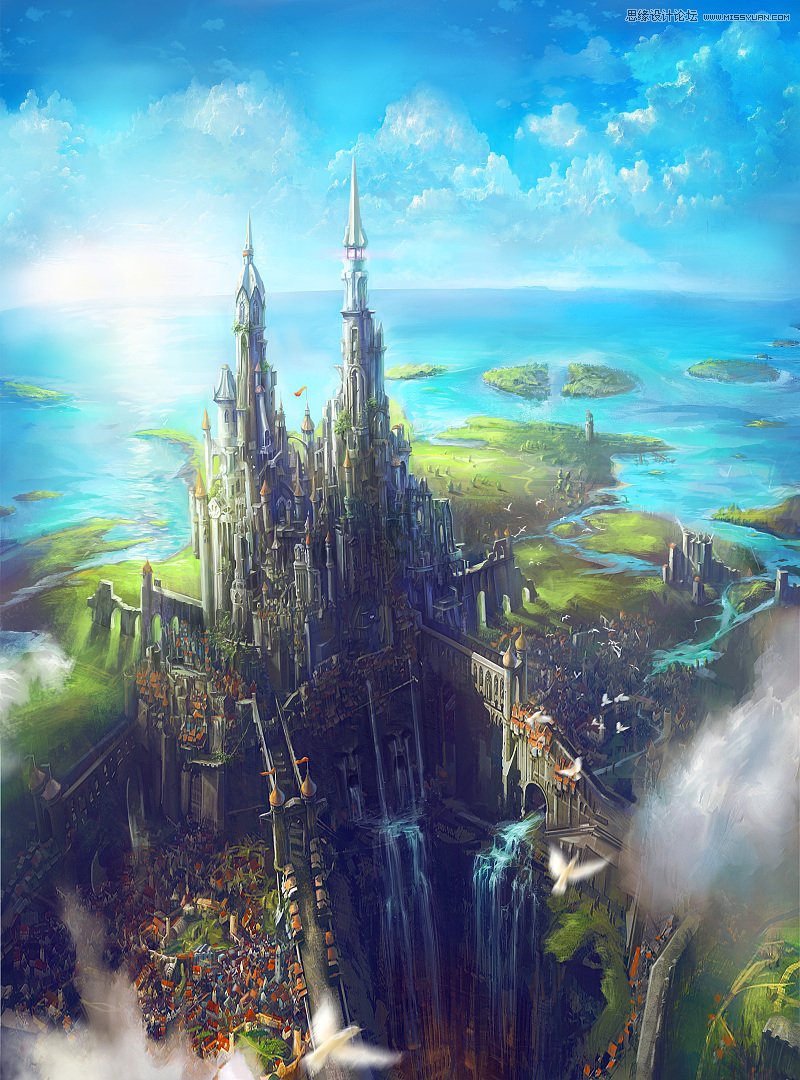 Photoshop绘制辉煌大气的古堡建筑游戏场景,PS教程,PS家园网