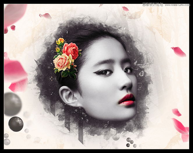 Photoshop合成古典风格的美女头像效果,PS教程,PS家园网