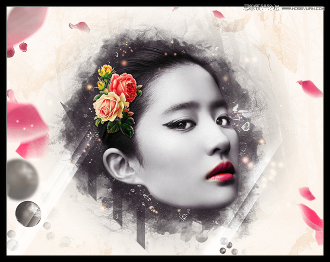 Photoshop合成古典风格的美女头像效果,PS教程,PS家园网