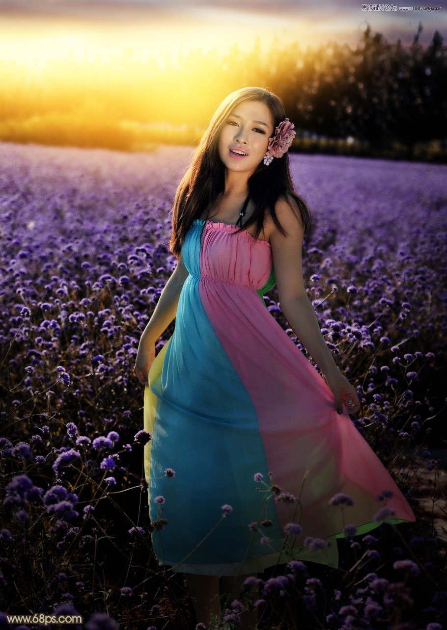 Photoshop给花园人像添加金色黄昏效果图,PS教程,PS家园网