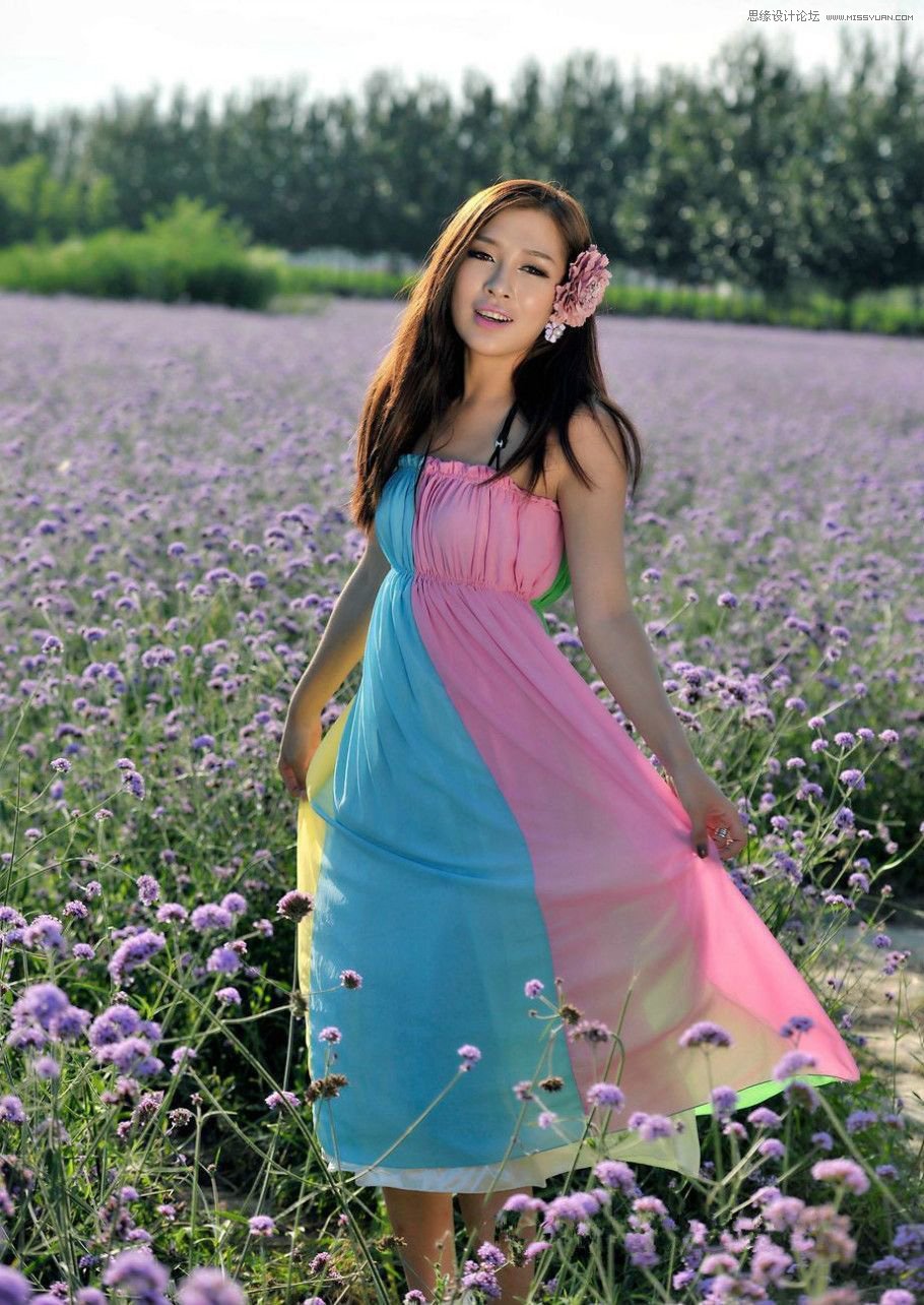 Photoshop给花园人像添加金色黄昏效果图,PS教程,PS家园网