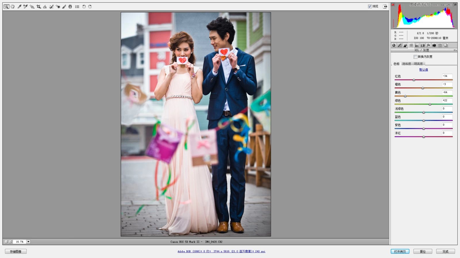 Photoshop调出婚纱照片韩式小清新效果图,PS教程,PS家园网