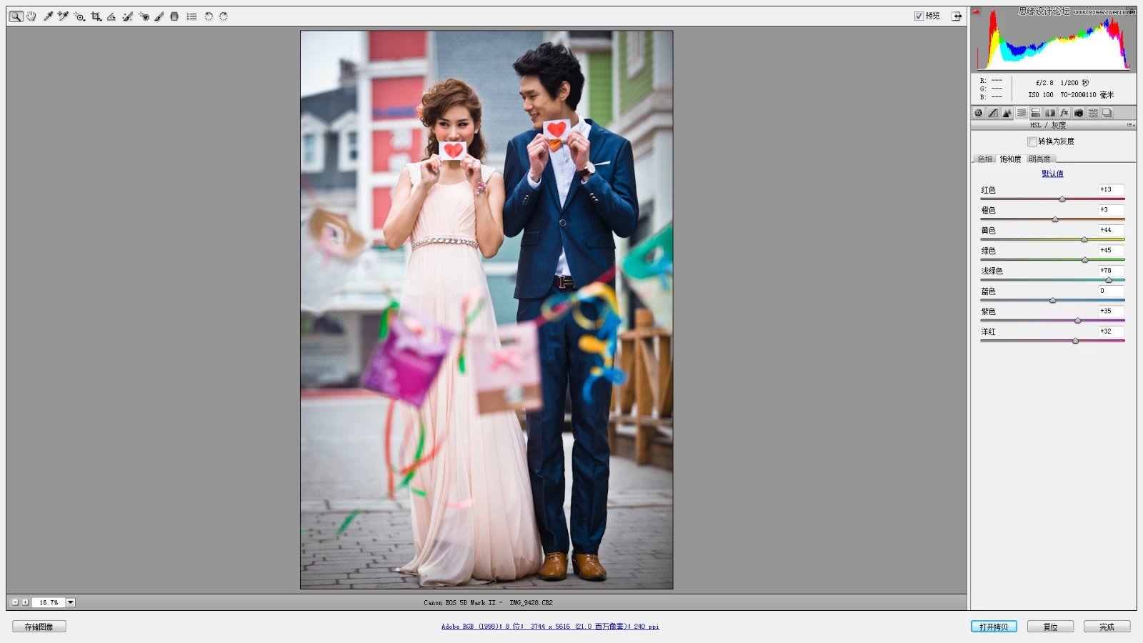 Photoshop调出婚纱照片韩式小清新效果图,PS教程,PS家园网
