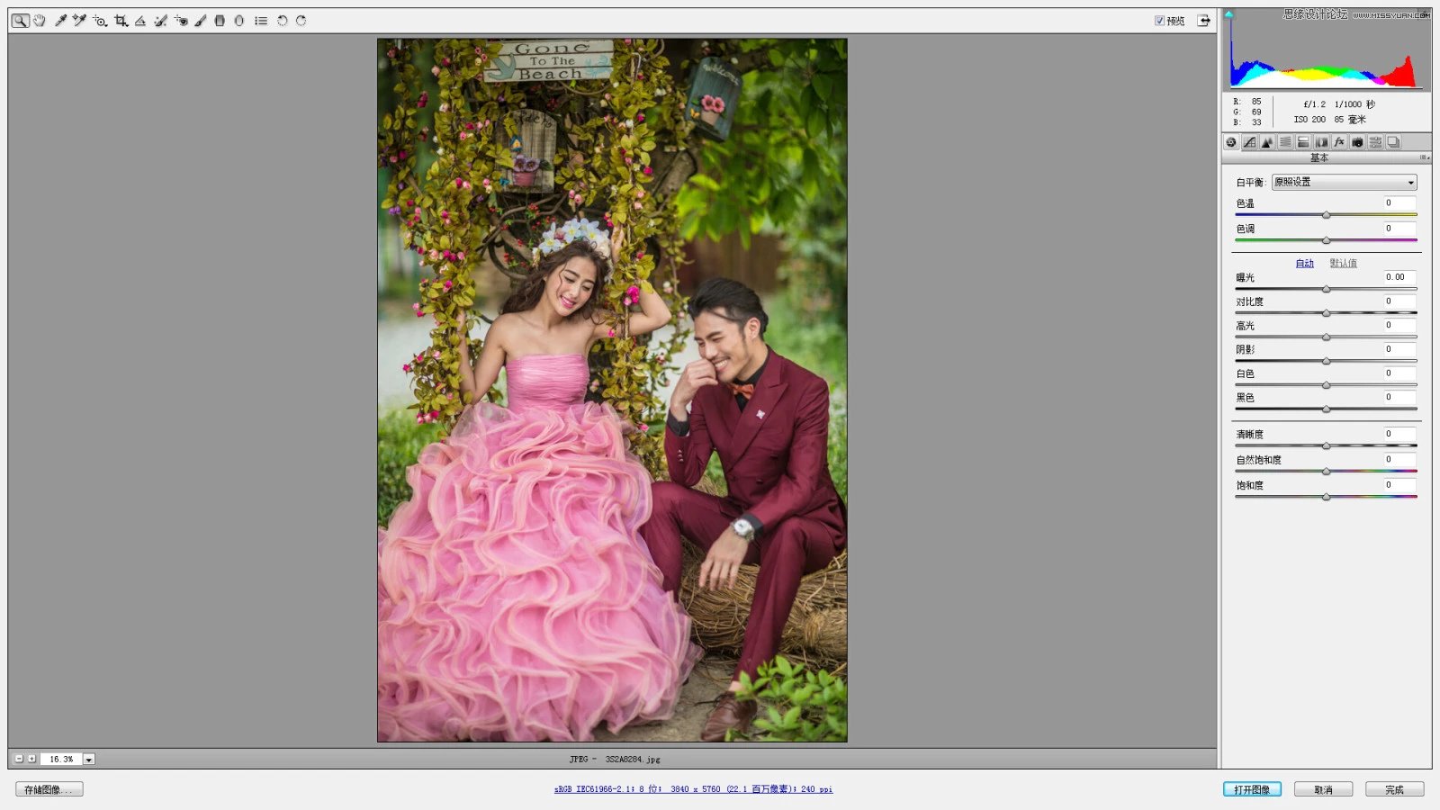 Photoshop调出外景婚纱照片质感肤色效果,PS教程,PS家园网
