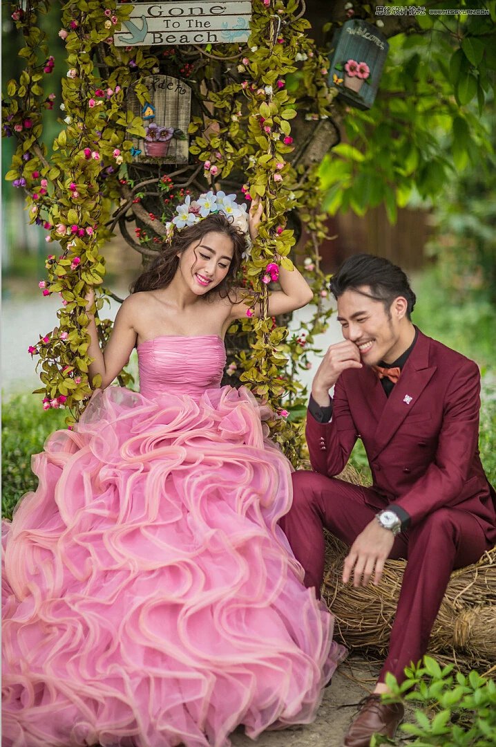 Photoshop调出外景婚纱照片质感肤色效果,PS教程,PS家园网
