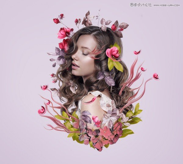 Photoshop合成创意的花朵人像效果图,PS教程,PS家园网