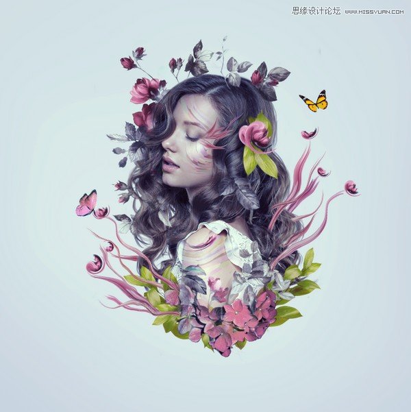 Photoshop合成创意的花朵人像效果图,PS教程,PS家园网