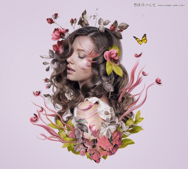 Photoshop合成创意的花朵人像效果图,PS教程,PS家园网