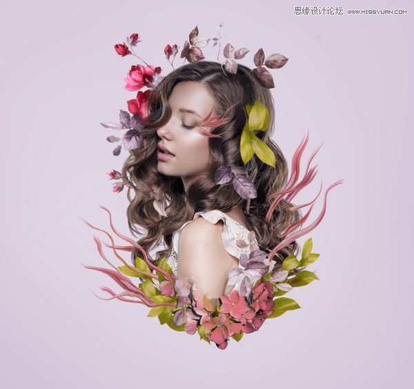 Photoshop合成创意的花朵人像效果图,PS教程,PS家园网