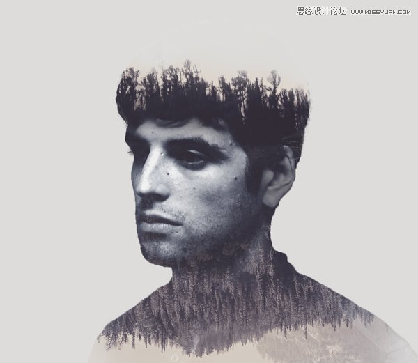 Photoshop合成创意的人像双重曝光效果图,PS教程,PS家园网
