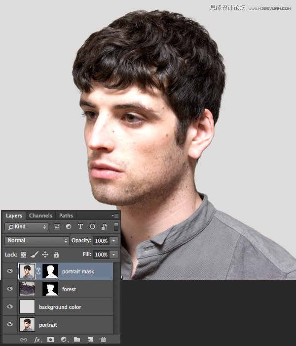 Photoshop合成创意的人像双重曝光效果图,PS教程,PS家园网
