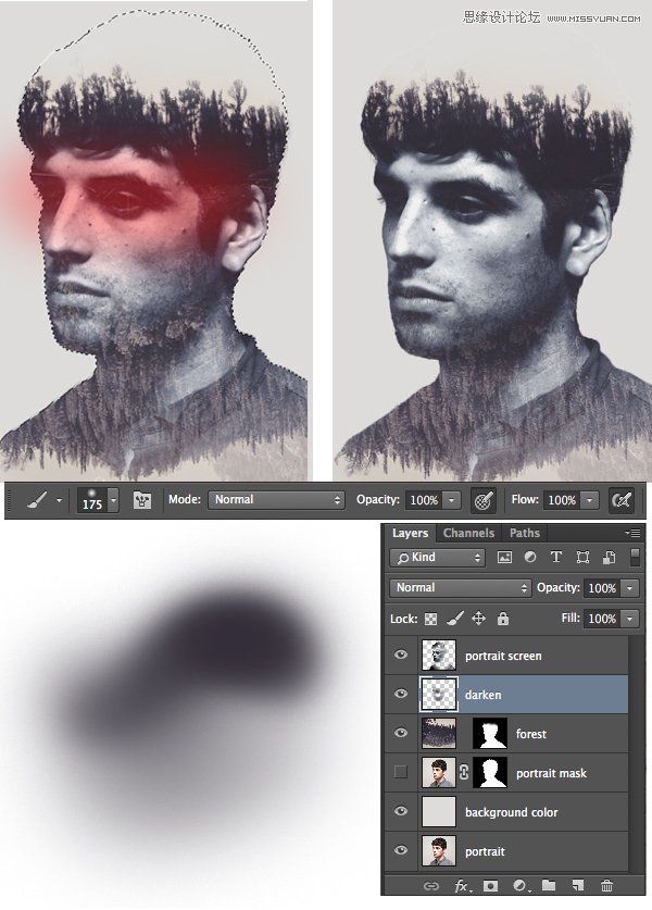 Photoshop合成创意的人像双重曝光效果图,PS教程,PS家园网