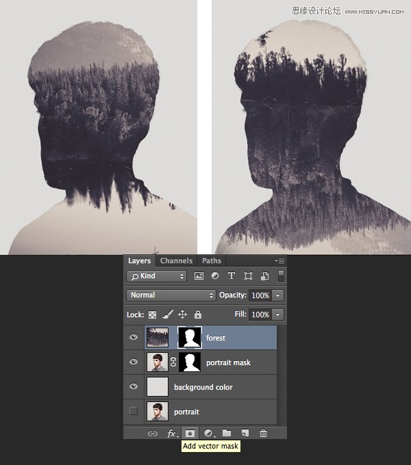 Photoshop合成创意的人像双重曝光效果图,PS教程,PS家园网