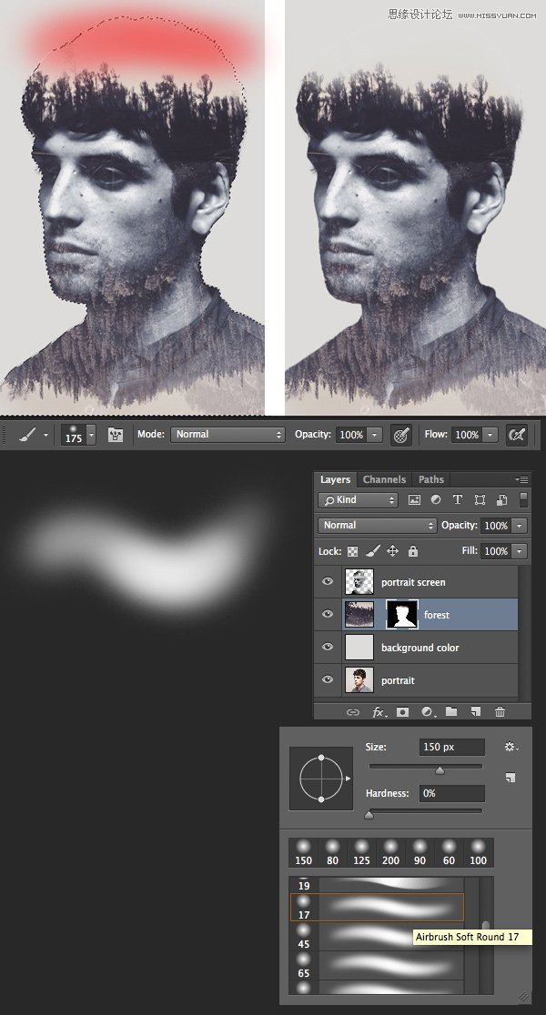 Photoshop合成创意的人像双重曝光效果图,PS教程,PS家园网