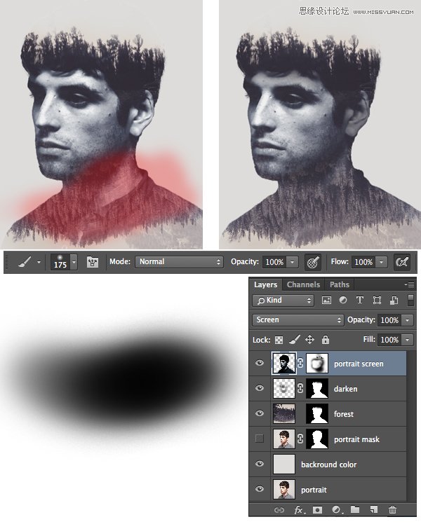 Photoshop合成创意的人像双重曝光效果图,PS教程,PS家园网