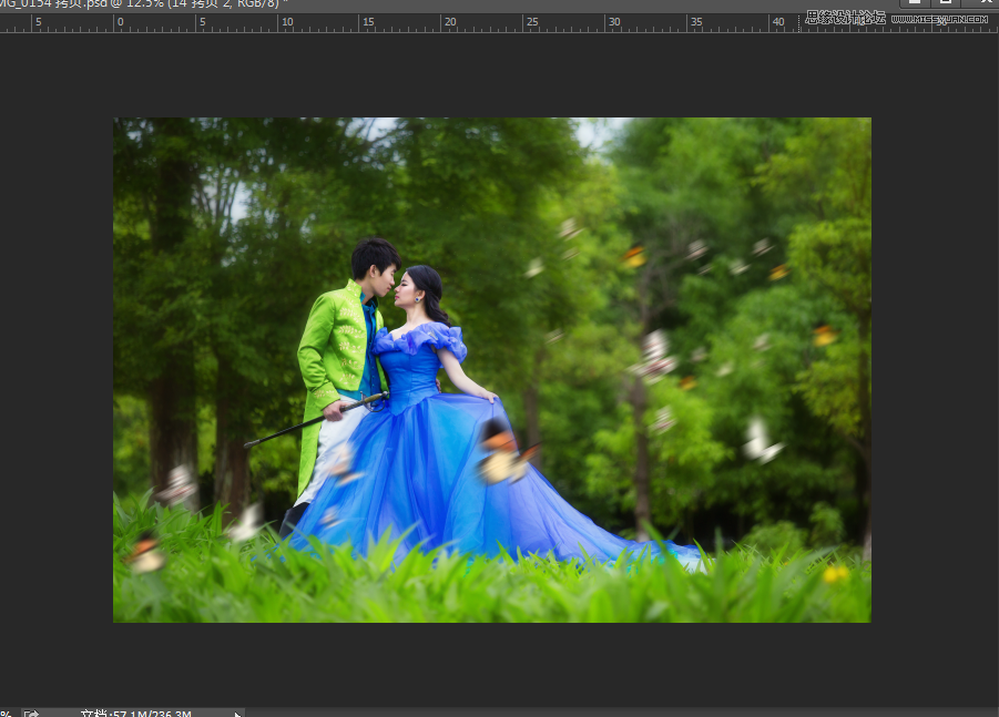 Photoshop调出外景婚片春季清新效果图,PS教程,PS家园网