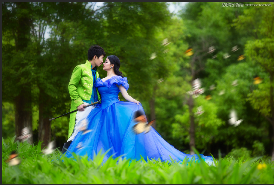 Photoshop调出外景婚片春季清新效果图,PS教程,PS家园网
