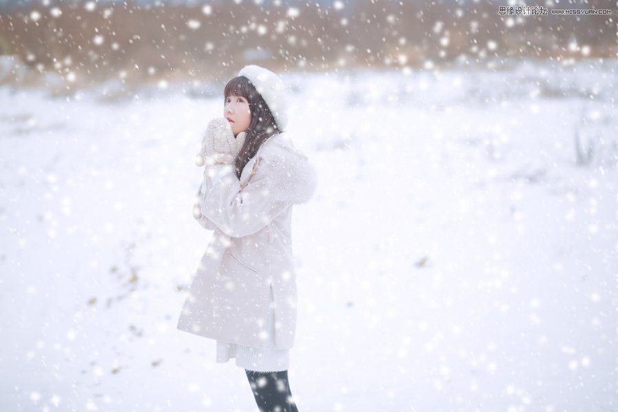 Photoshop给外景人像添加漫天纷飞的大雪效果,PS教程,PS家园网