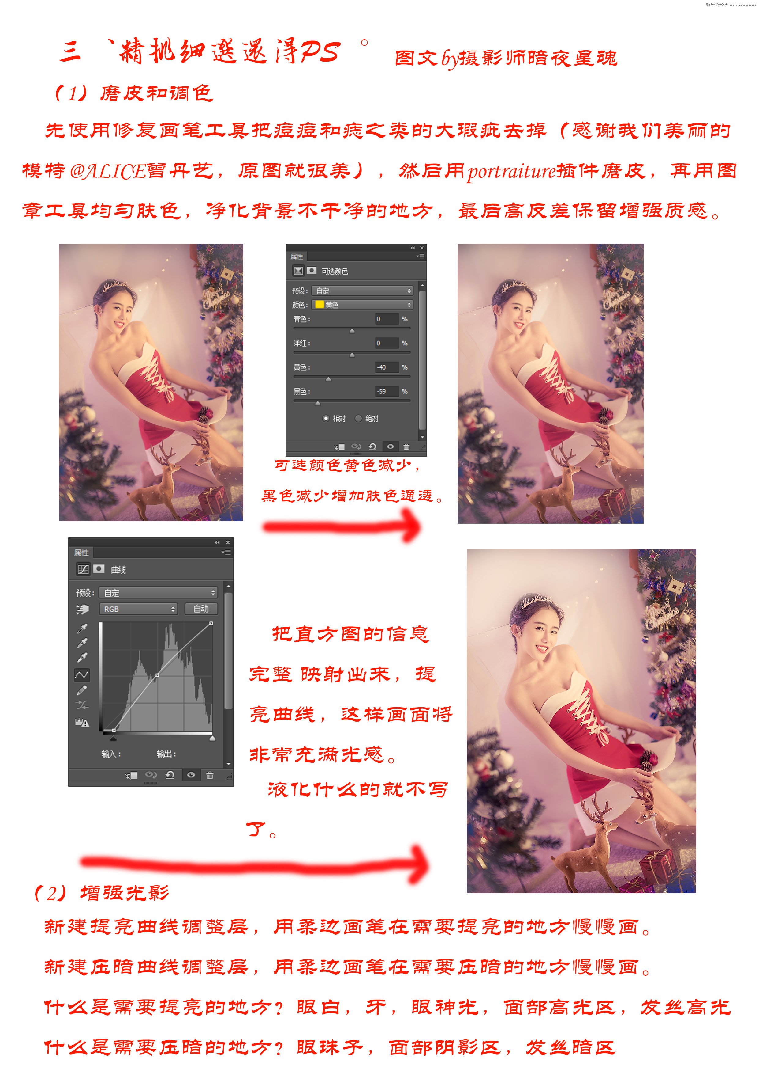 Photoshop圣诞梦幻暖色写真前后期思路分享