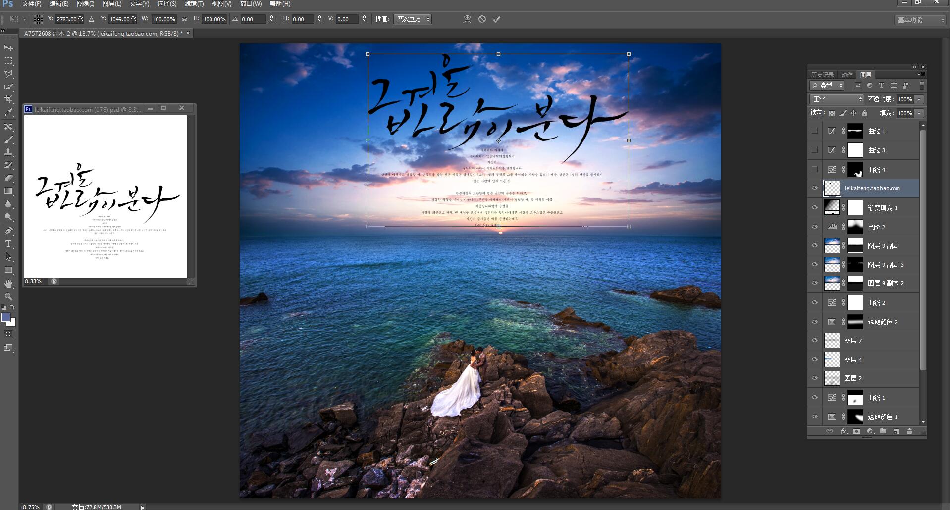 Photoshop调出时尚大气的海边婚纱人像效果