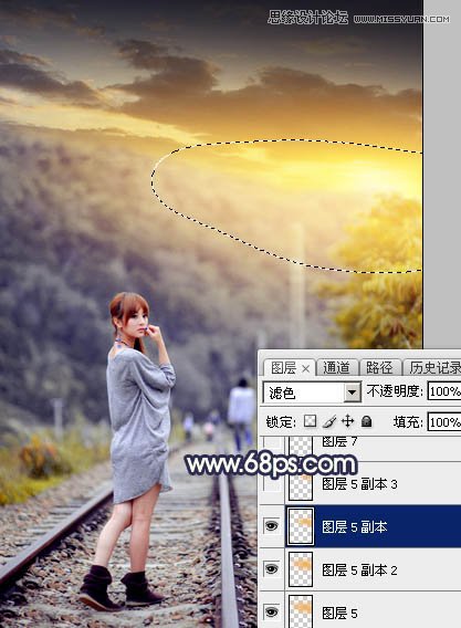 Photoshop给外景果子照片添加黄昏金黄色调