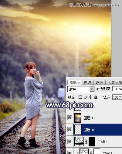Photoshop给外景果子照片添加黄昏金黄色调