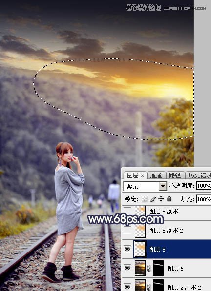 Photoshop给外景果子照片添加黄昏金黄色调