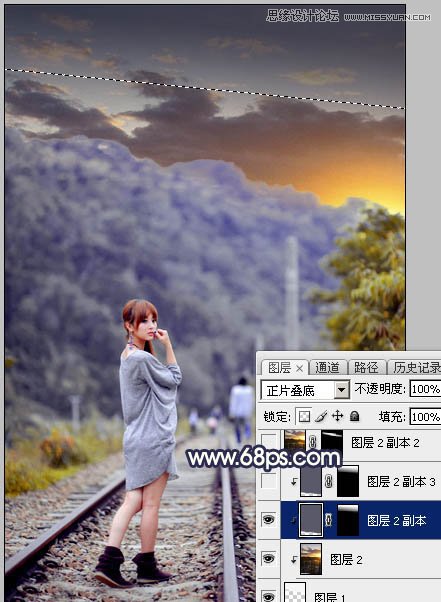 Photoshop给外景果子照片添加黄昏金黄色调