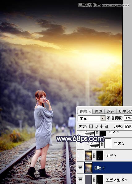 Photoshop给外景果子照片添加黄昏金黄色调