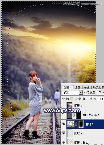 Photoshop给外景果子照片添加黄昏金黄色调