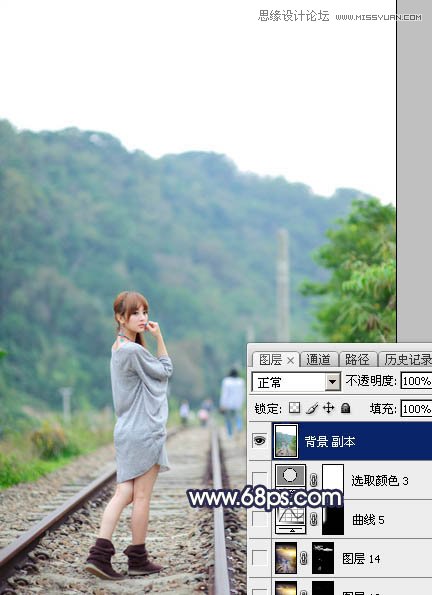 Photoshop给外景果子照片添加黄昏金黄色调