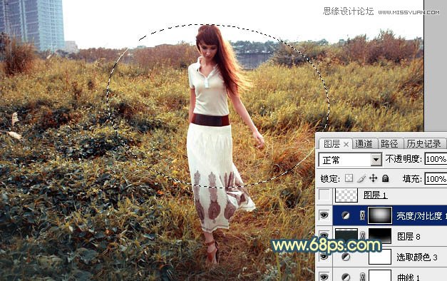 Photoshop给外景人像添加夕阳美景效果