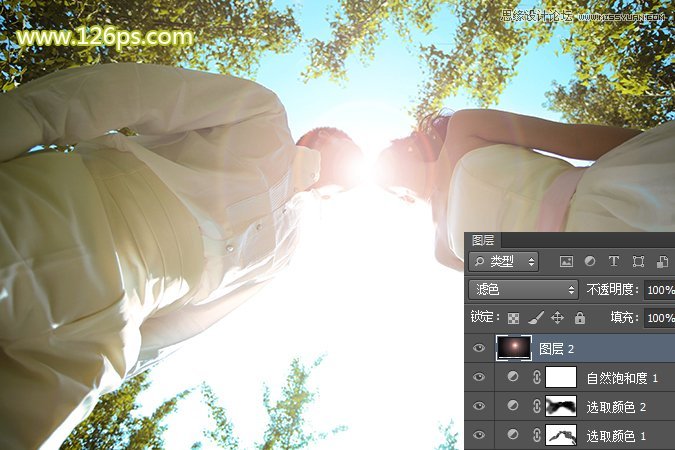 Photoshop给外景婚片添加唯美的逆光效果图