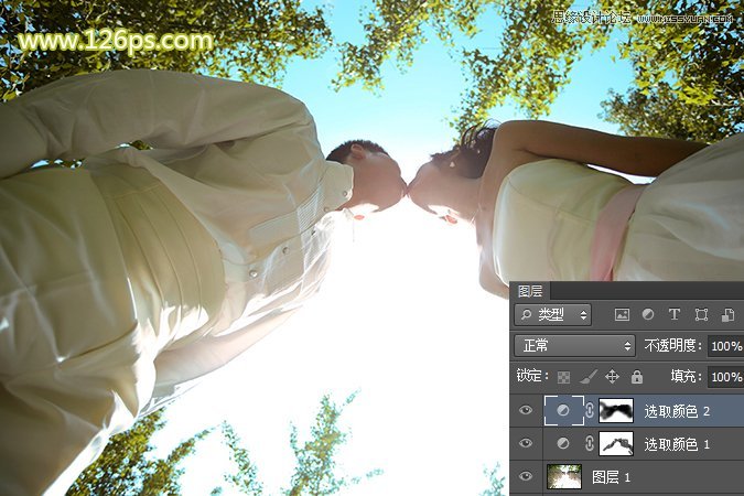 Photoshop给外景婚片添加唯美的逆光效果图