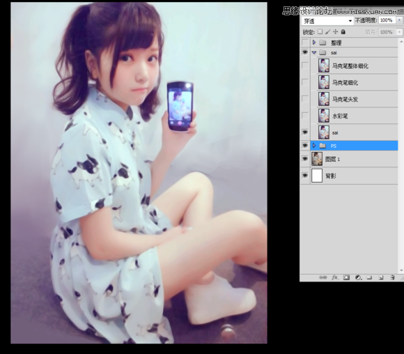 Photoshop结合SAI给儿童照片唯美转手绘效果