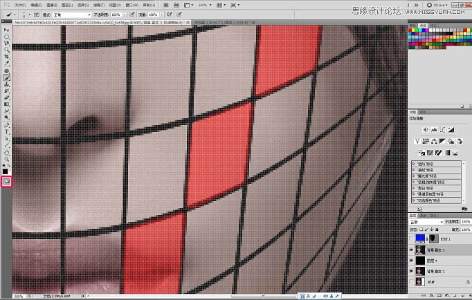 Photoshop把人像面部肤色被格子打散效果