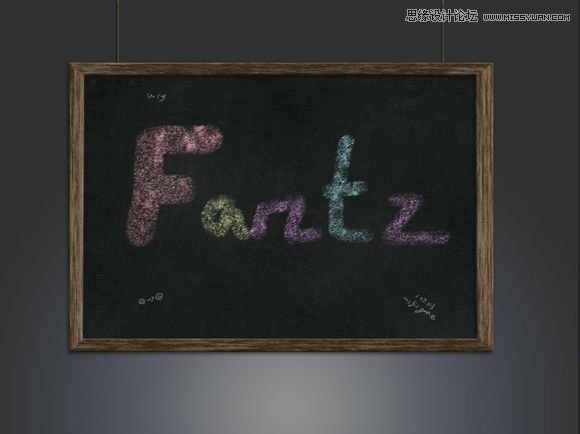 Photoshop在黑板上制作可爱的彩色粉笔字