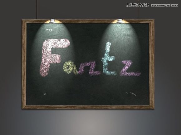 Photoshop在黑板上制作可爱的彩色粉笔字