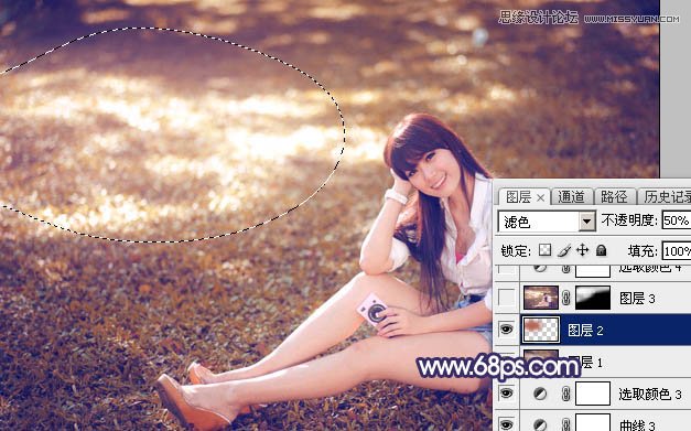 Photoshop调出草地女孩秋季暖黄效果