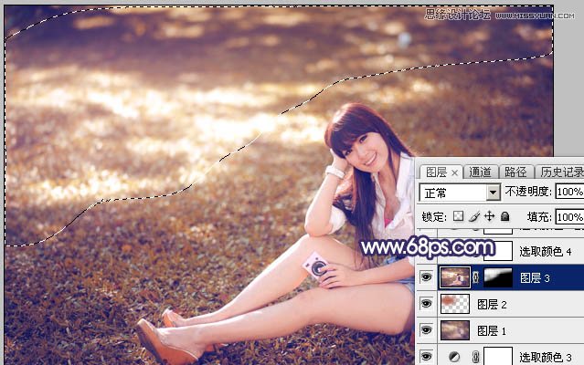 Photoshop调出草地女孩秋季暖黄效果