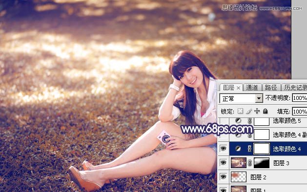 Photoshop调出草地女孩秋季暖黄效果