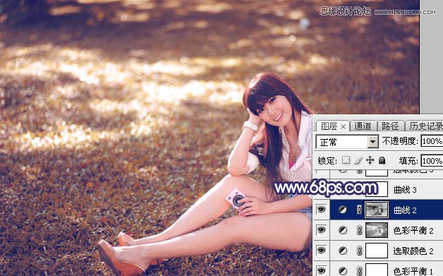 Photoshop调出草地女孩秋季暖黄效果