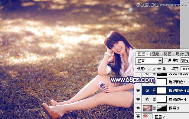 Photoshop调出草地女孩秋季暖黄效果