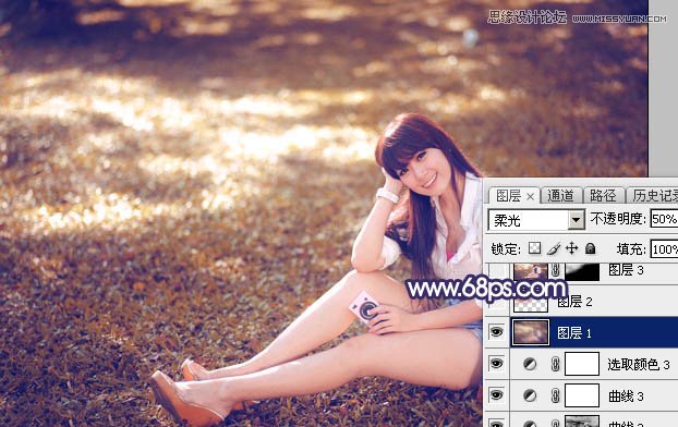 Photoshop调出草地女孩秋季暖黄效果