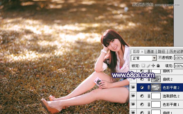 Photoshop调出草地女孩秋季暖黄效果