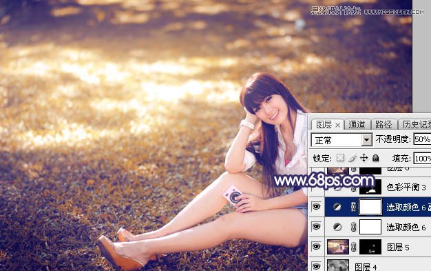 Photoshop调出草地女孩秋季暖黄效果