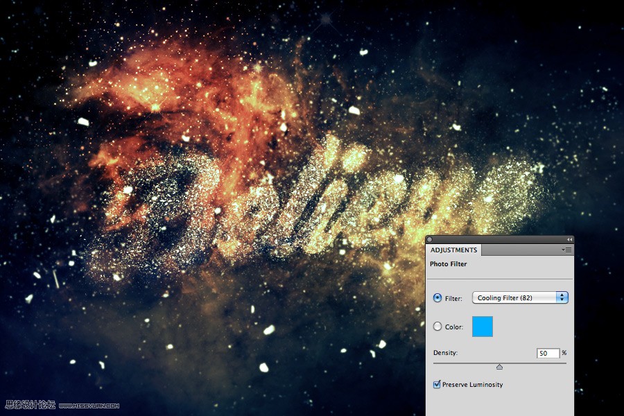Photoshop制作绚丽星空装饰的艺术字教程