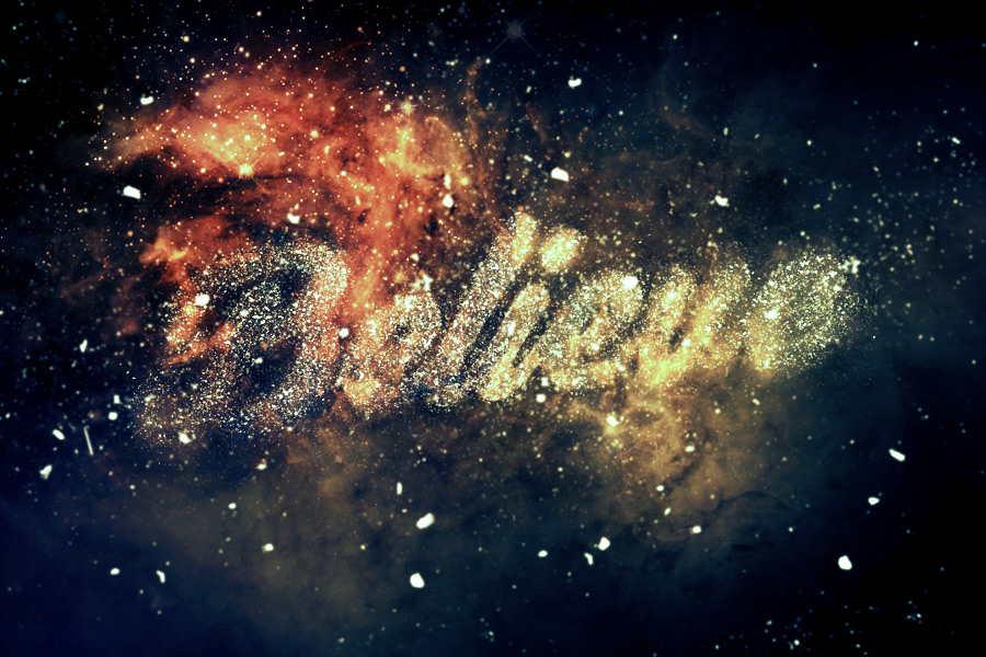 Photoshop制作绚丽星空装饰的艺术字教程