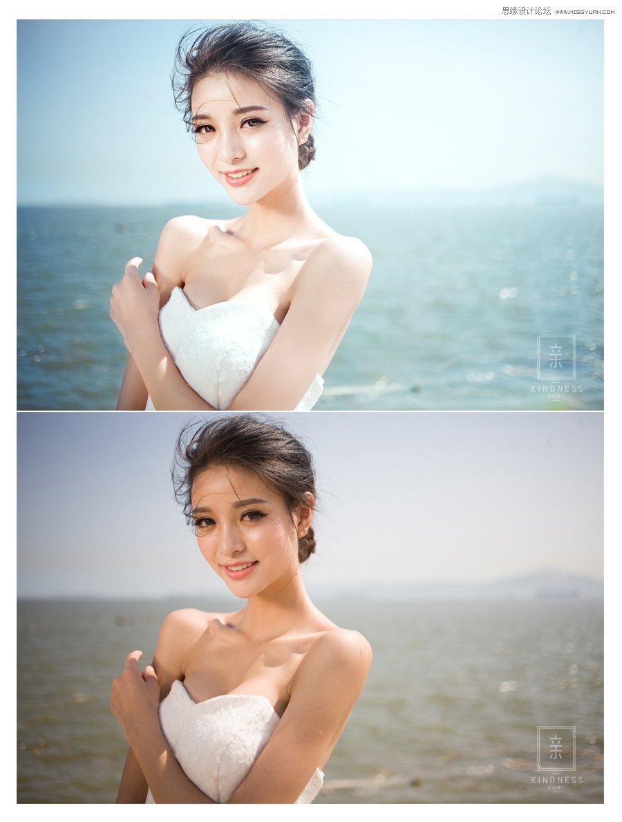 Photoshop调出海边美女人像通透的肤色效果